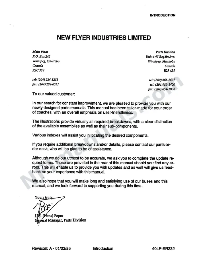 SR332 Parts Manual, City of Medicine Hat first-page preview