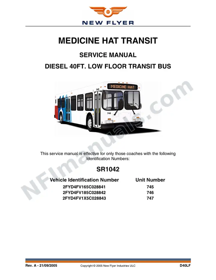 SR1042 Service Manual, Medicine Hat Transit first-page preview