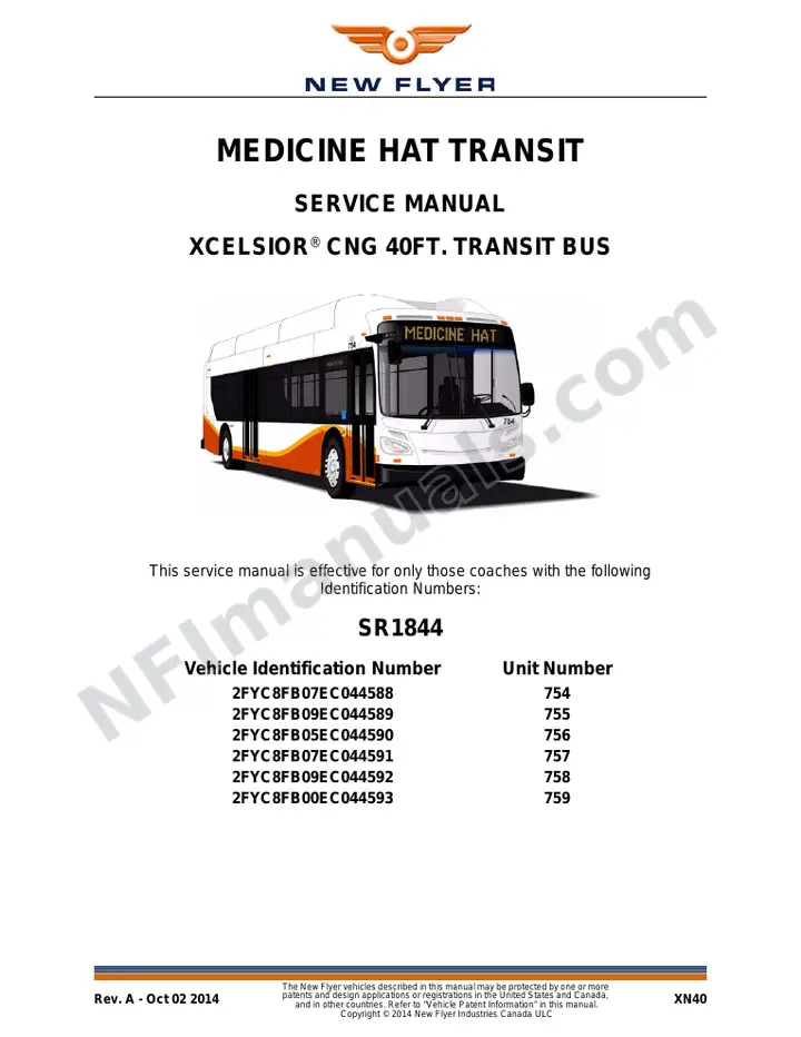 SR1844 Service Manual, Medicine Hat Transit first-page preview