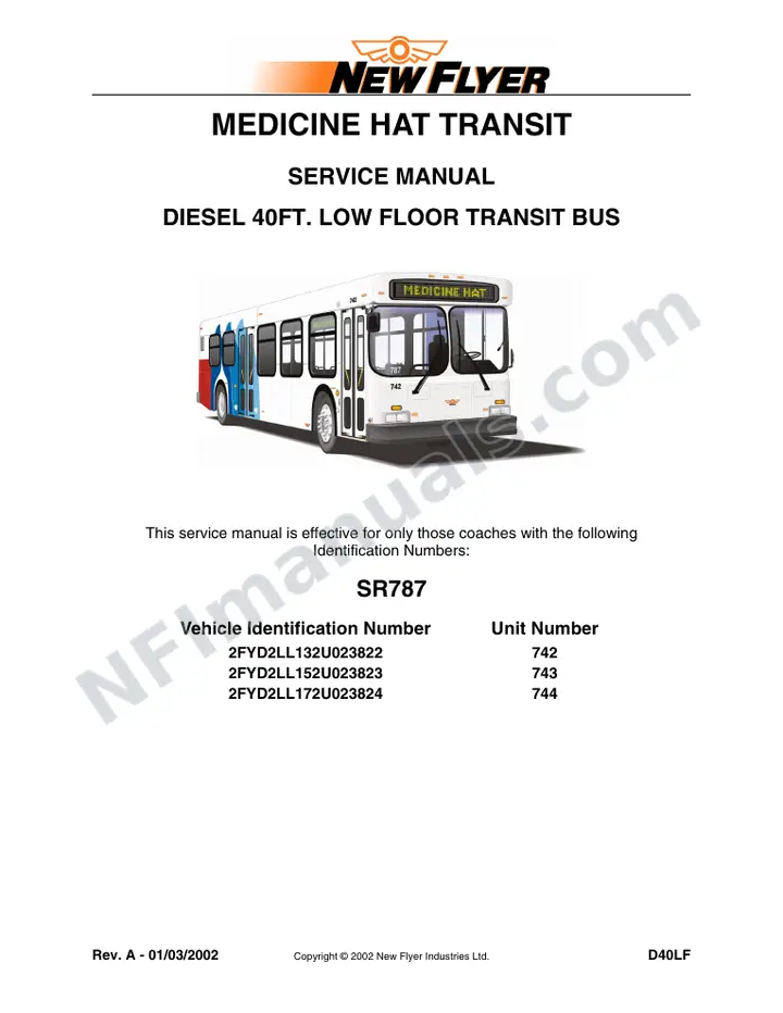SR787 Service Manual, Medicine Hat Transit first-page preview