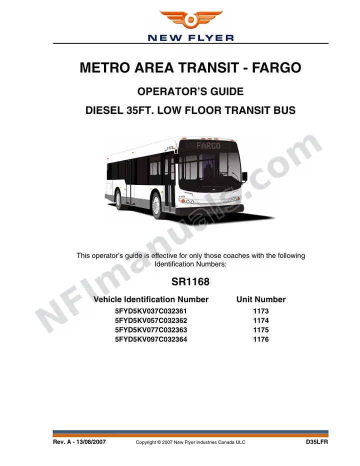 New Flyer D35LFR Manual Package - Metro Area Transit - Fargo included manual preview