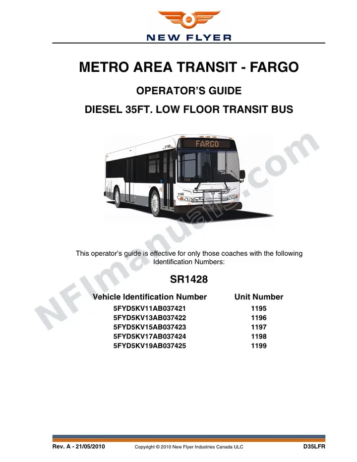 SR1428 Operator's Guide, Metro Area Transit - Fargo first-page preview