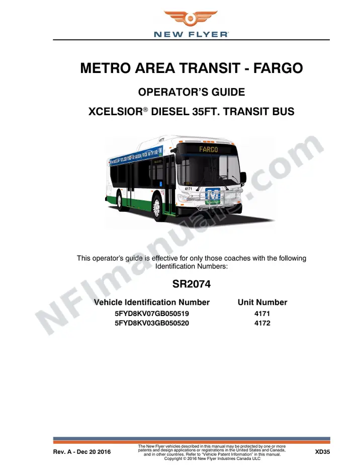 New Flyer XD35 Manual Package - Metro Area Transit - Fargo included manual preview