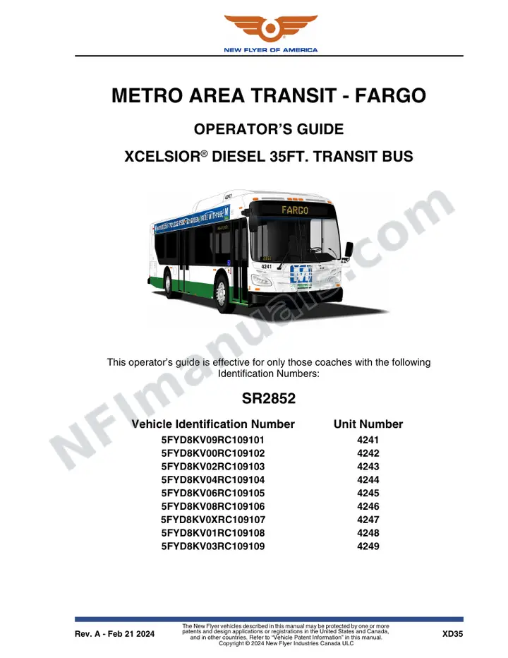 SR2852 Operator's Guide, Metro Area Transit - Fargo first-page preview