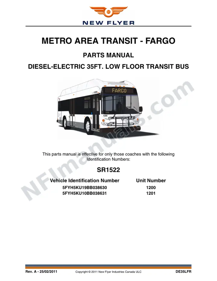 SR1522 Parts Manual, Metro Area Transit - Fargo first-page preview
