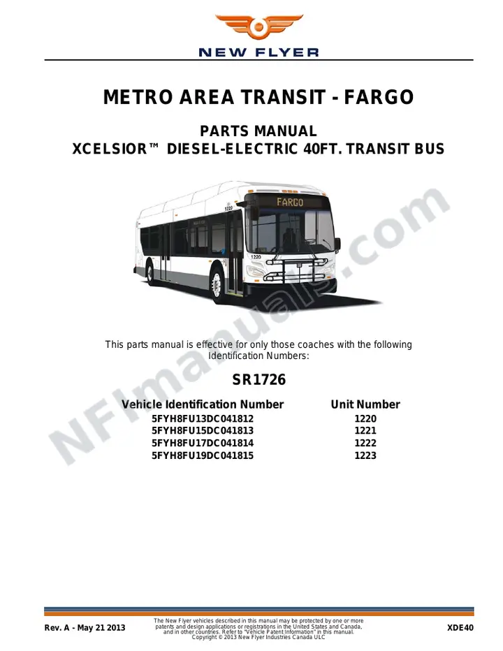 SR1726 Parts Manual, Metro Area Transit - Fargo first-page preview