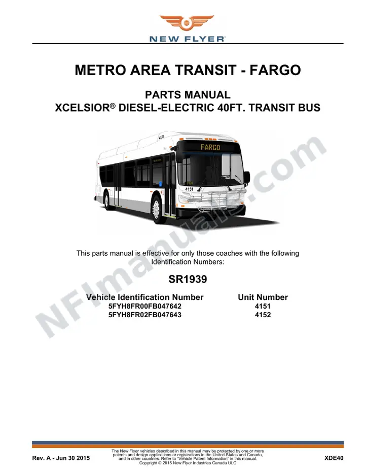 SR1939 Parts Manual, Metro Area Transit - Fargo first-page preview