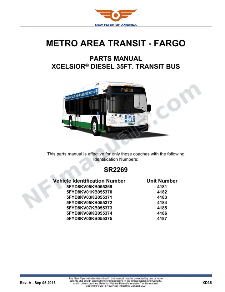 SR2269 Parts Manual, Metro Area Transit - Fargo first-page preview