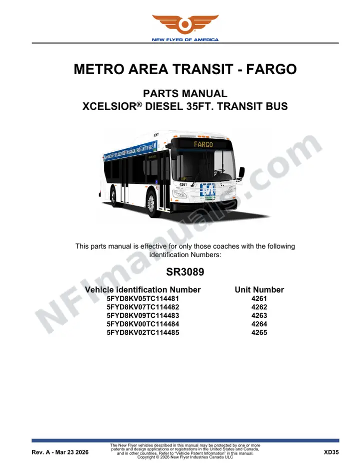 SR3089 Parts Manual, Metro Area Transit - Fargo first-page preview