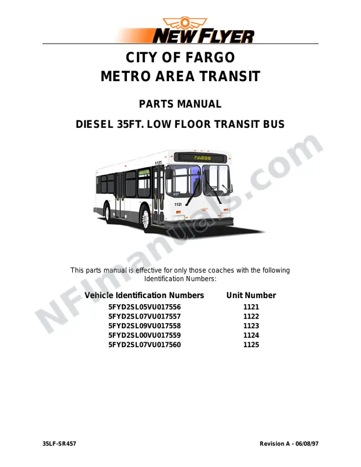 SR457 City of Fargo Metro Area Transit Parts Manual first-page preview