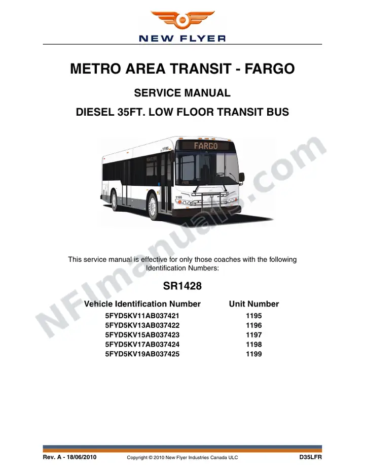 SR1428 Service Manual, Metro Area Transit - Fargo first-page preview