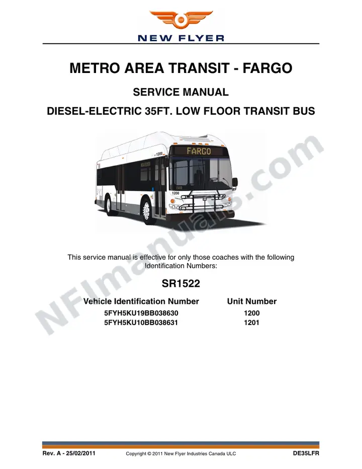 SR1522 Service Manual, Metro Area Transit - Fargo first-page preview