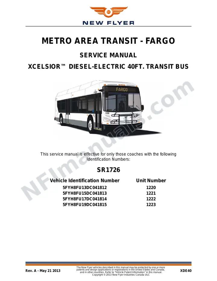 SR1726 Service Manual, Metro Area Transit - Fargo first-page preview
