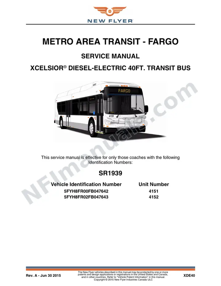 SR1939 Service Manual, Metro Area Transit - Fargo first-page preview