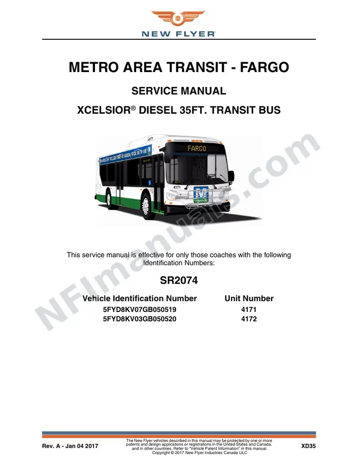 SR2074 Service Manual, Metro Area Transit - Fargo first-page preview