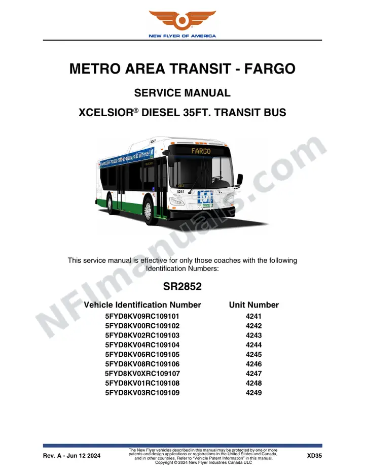 SR2852 Service Manual, Metro Area Transit - Fargo first-page preview