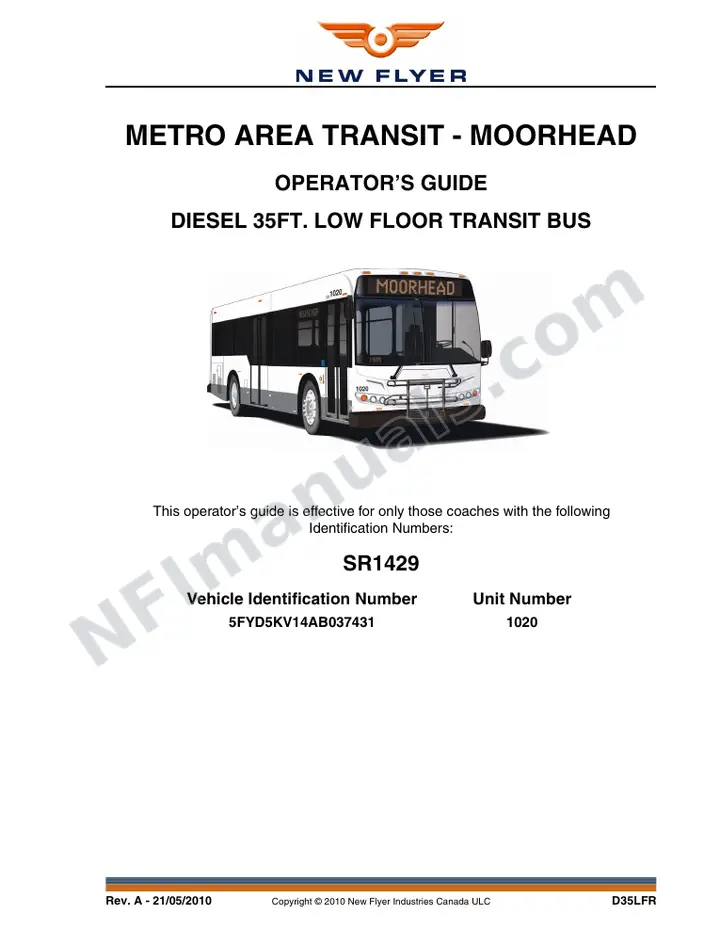 New Flyer D35LFR Manual Package - Metro Area Transit - Moorhead included manual preview
