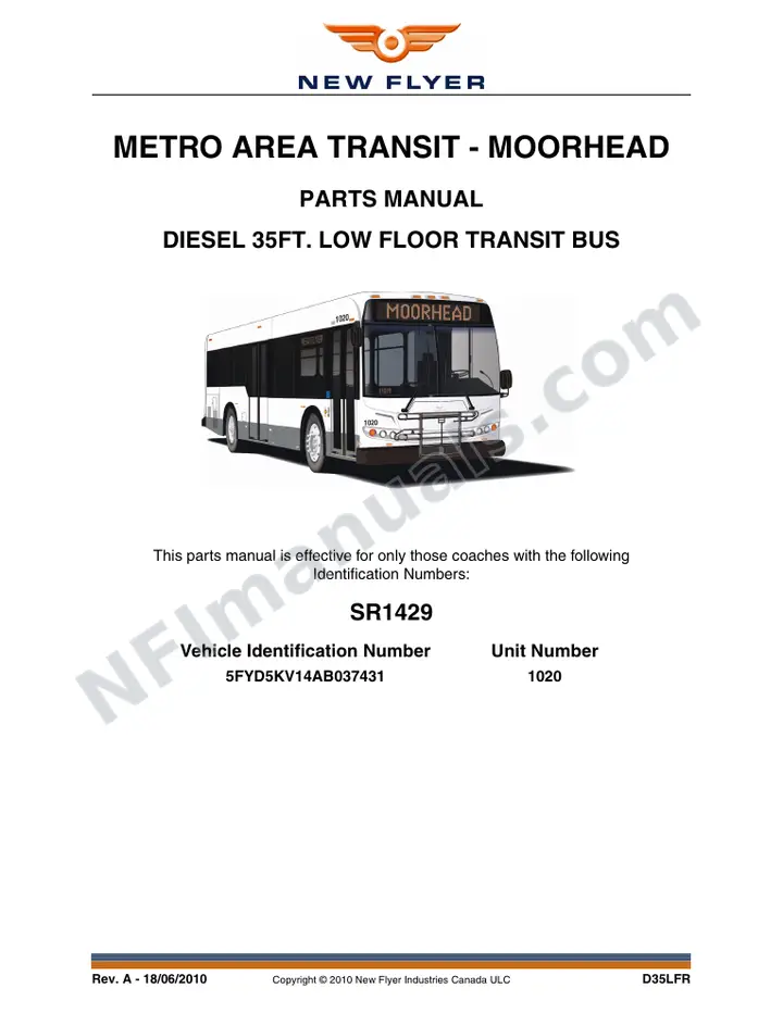 SR1429 Parts Manual, Metro Area Transit - Moorhead first-page preview