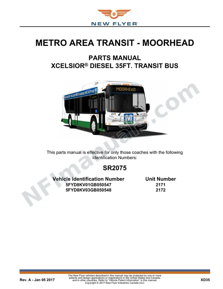 SR2075 Parts Manual, Metro Area Transit - Moorhead first-page preview