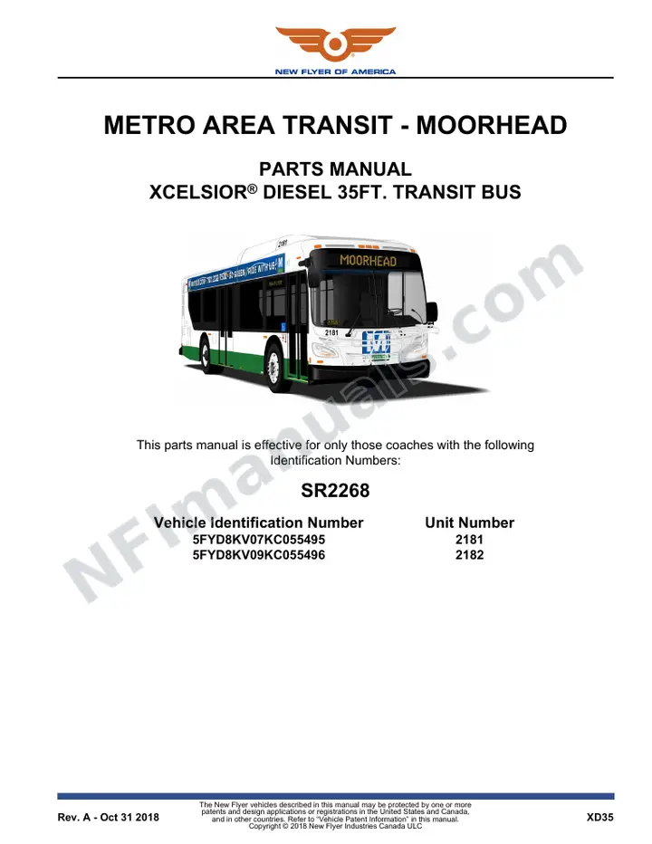 SR2268 Parts Manual, Metro Area Transit - Moorhead first-page preview