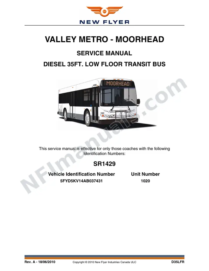 SR1429, Service Manual, Valley Metro - Moorhead first-page preview