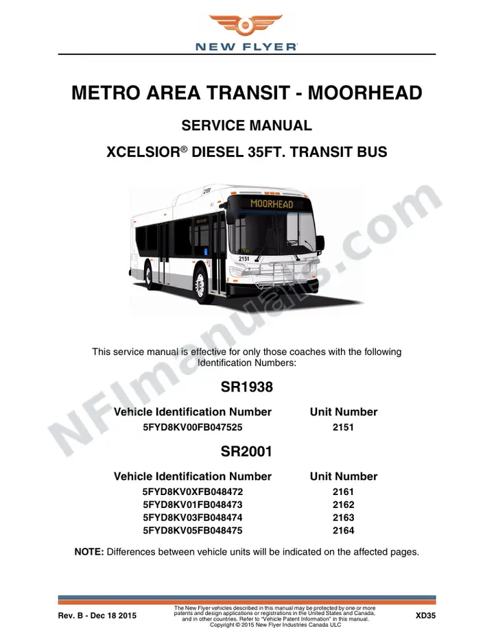 SR1938/2001 Service Manual, Metro Area Transit - Moorhead first-page preview