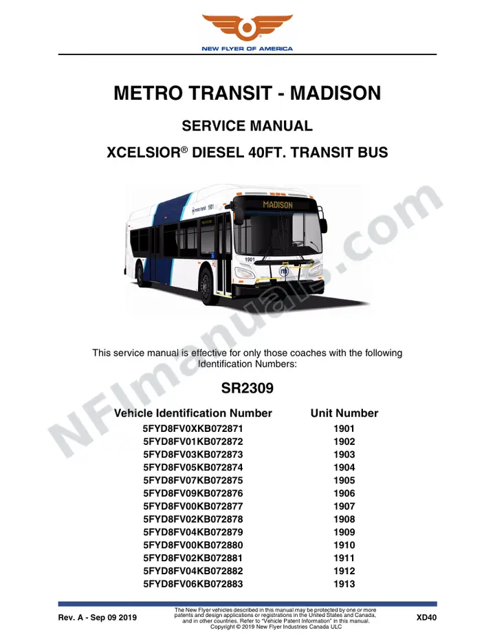 SR2309 Service Manual, Metro Transit - Madison first-page preview