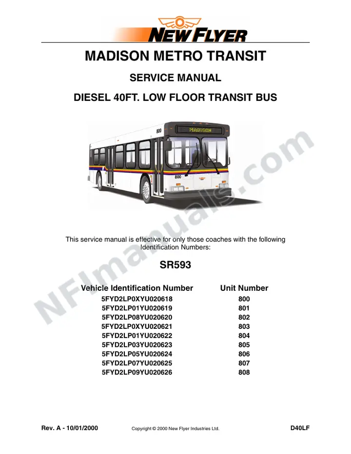 SR593/668 Service Manual, Madison Metro Transit first-page preview