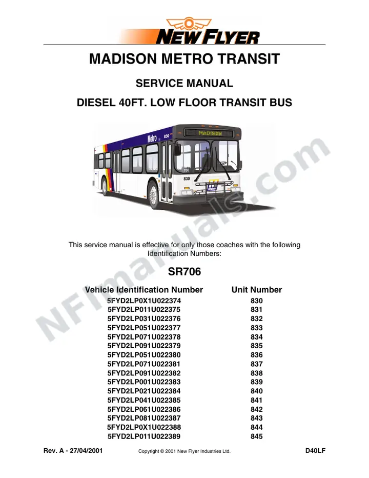SR706 Service Manual, Madison Metro Transit first-page preview