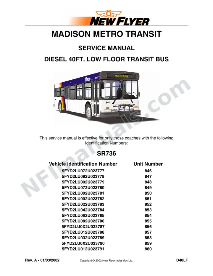 SR736 Service Manual, Madison Metro Transit first-page preview