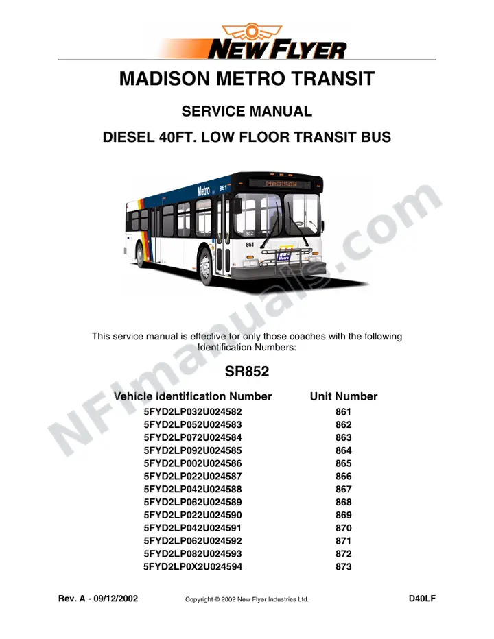 SR852 Service Manual, Madison Metro Transit first-page preview