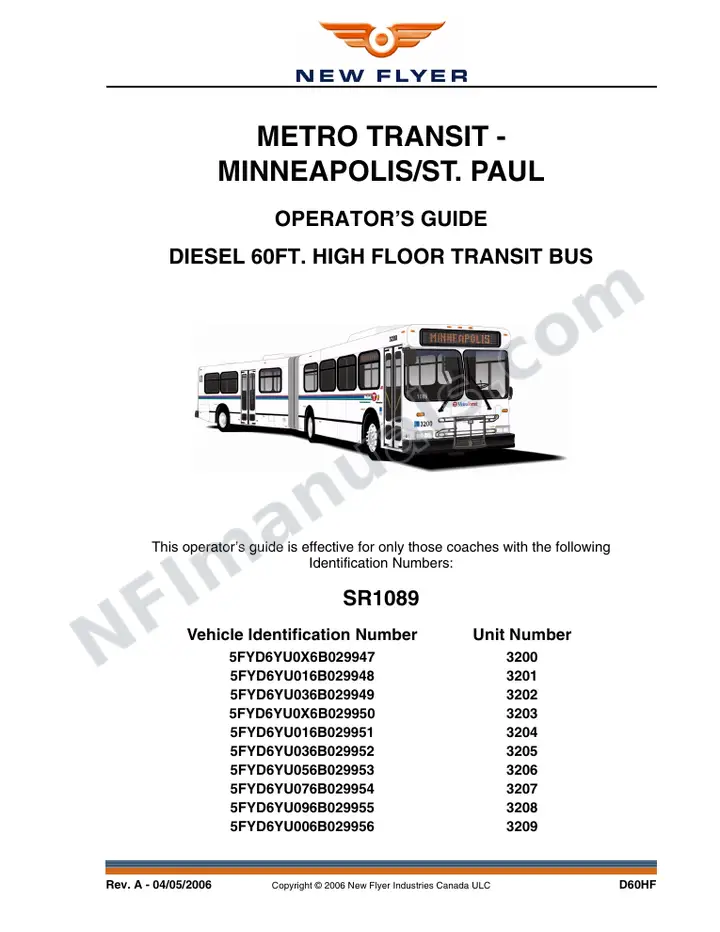 SR1089 Operator's Guide, Metro Transit - Minneapolis/St. Paul first-page preview