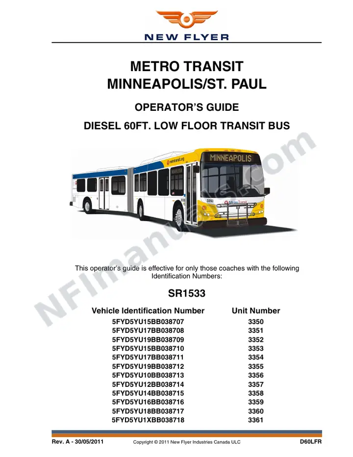 SR1533 Operator's Guide, Metro Transit Minneapolis/St. Paul first-page preview