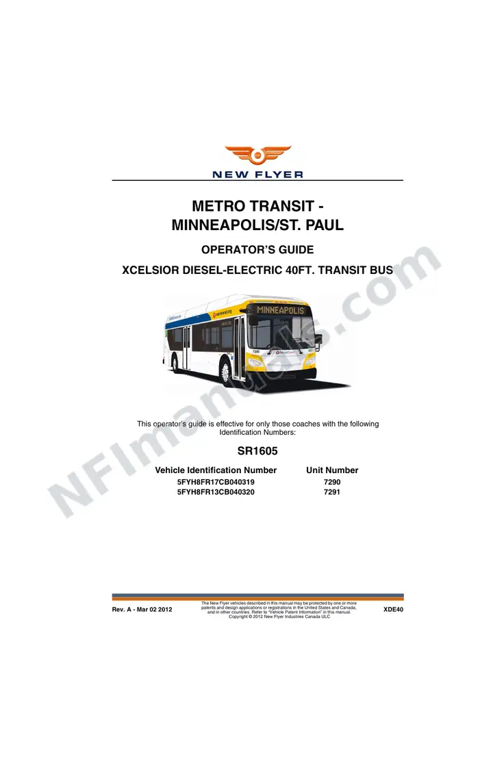 New Flyer XDE40 Manual Package - Metro Transit - Minneapolis St. Paul included manual preview