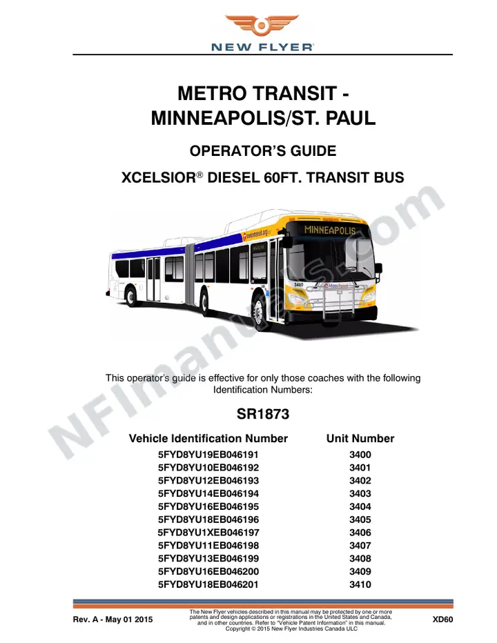 New Flyer XD60 Manual Package - Metro Transit - Minneapolis St. Paul included manual preview