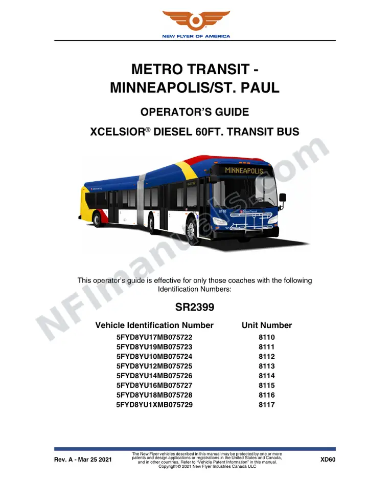 SR2399 Operator's Guide, Metro Transit - Minneapolis/St. Paul first-page preview