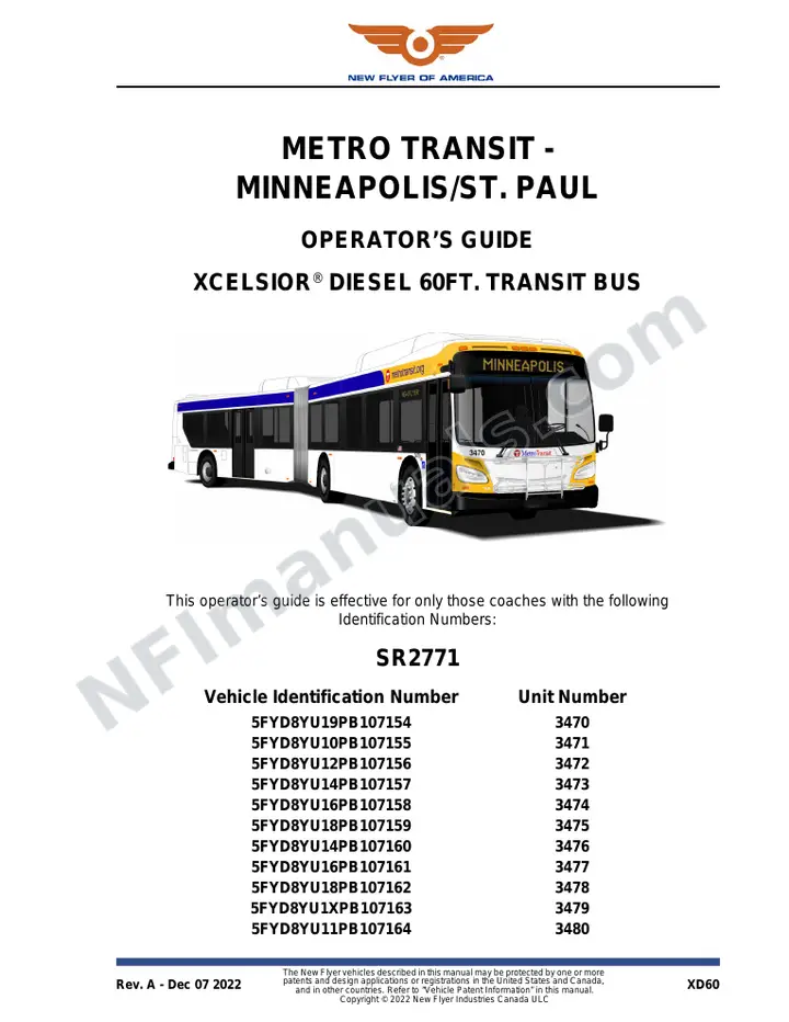 SR2771 Operator's Guide, Metro Transit - Minneapolis/St. Paul first-page preview
