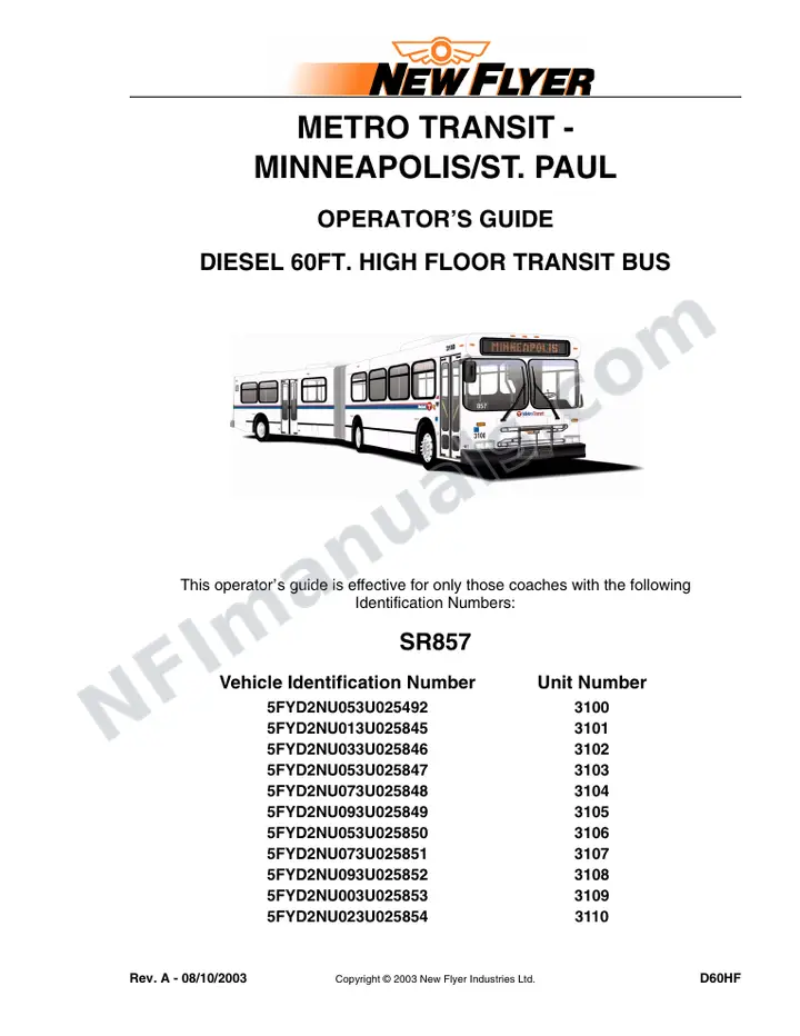 SR857 Operator's Guide, Metro Transit - Minneapolis/St. Paul first-page preview