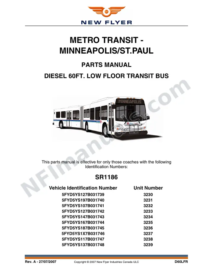 SR1186 Parts Manual, Metro Transit - Minneapolis/St. Paul first-page preview