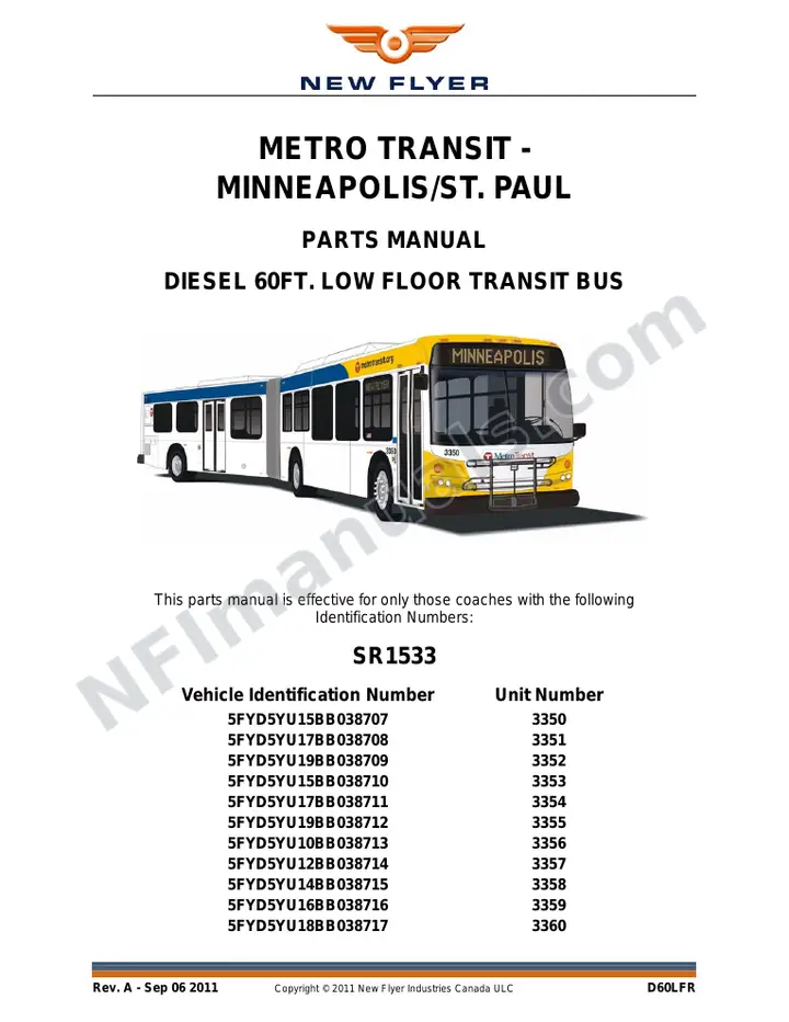 SR1533 Parts Manual, Metro Transit - Minneapolis/St. Paul first-page preview
