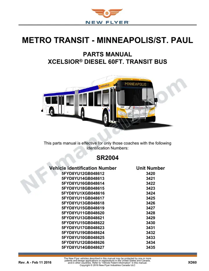SR2004 Parts Manual, Metro Transit - Minneapolis/St. Paul first-page preview