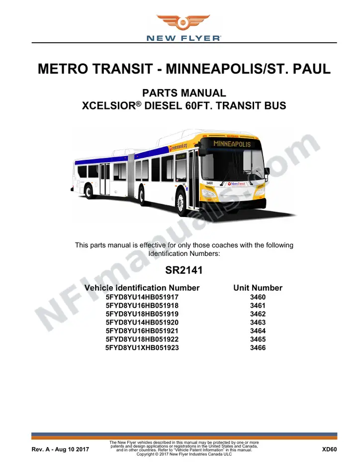 SR2141 Parts Manual, Metro Transit - Minneapolis/St. Paul first-page preview