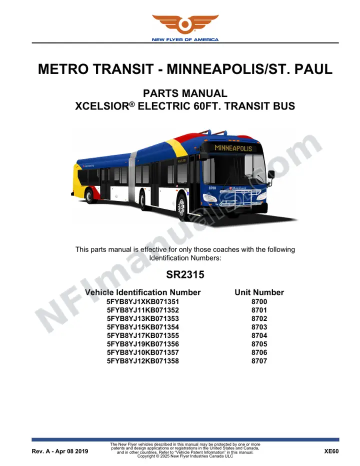 SR2315 Parts Manual, Metro Transit - Minneapolis/St. Paul first-page preview