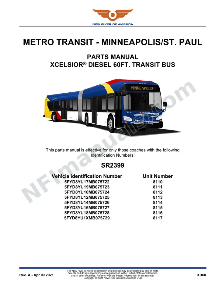 SR2399 Parts Manual, Metro Transit - Minneapolis/St. Paul first-page preview