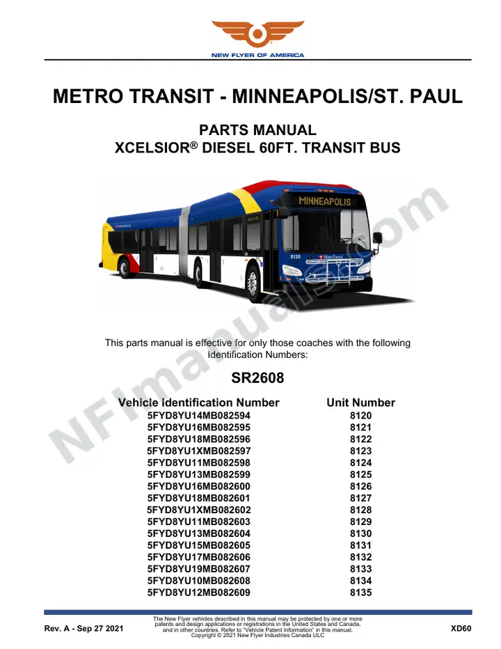 SR2608 Parts Manual, Metro Transit - Minneapolis/St. Paul first-page preview