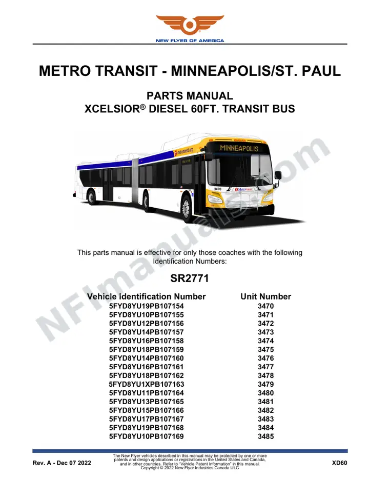 SR2771 Parts Manual, Metro Transit - Minneapolis/St. Paul first-page preview