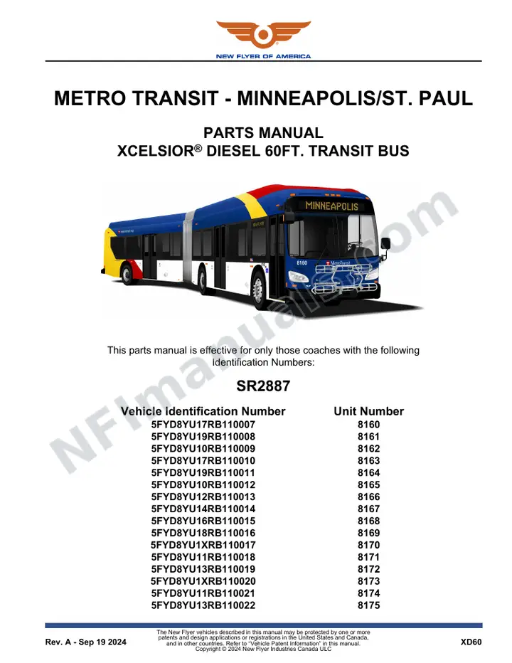 SR2887 Parts Manual, Metro Transit - Minneapolis/St. Paul first-page preview