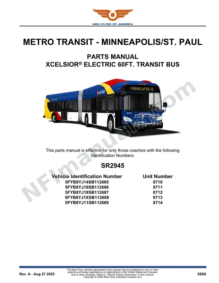 SR2945 Parts Manual, Metro Transit - Minneapolis/St. Paul first-page preview