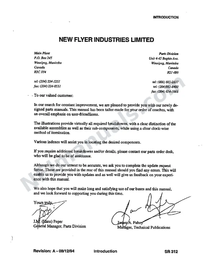 SR312 Parts Manual, Metropolitan Transit Commission first-page preview