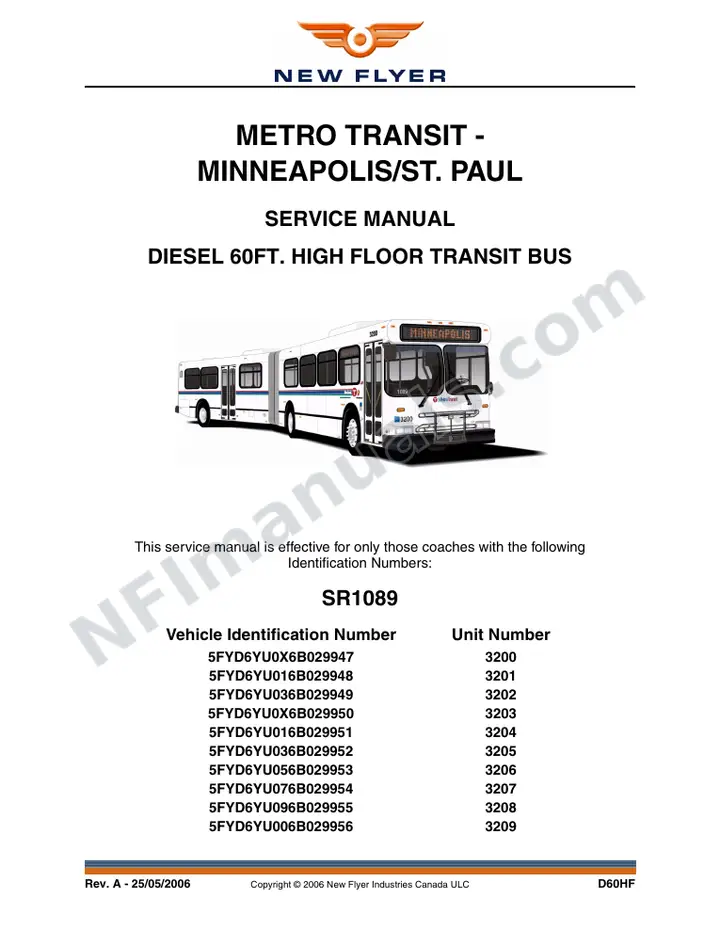 SR1089 Service Manual, Metro Transit - Minneapolis/St. Paul first-page preview